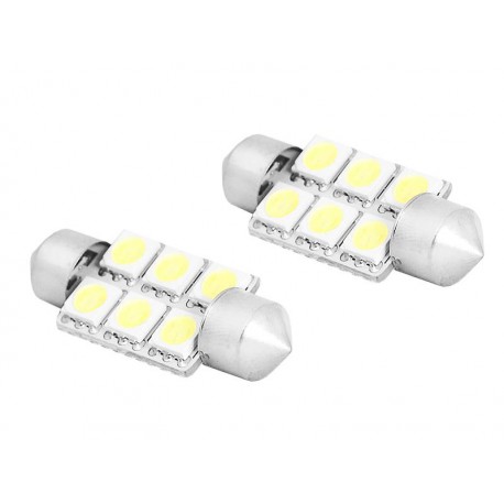 ŻARÓWKA LED 36mm 6x5050 12V barwa światła biała zimna LXSA35 KPL 2 szt